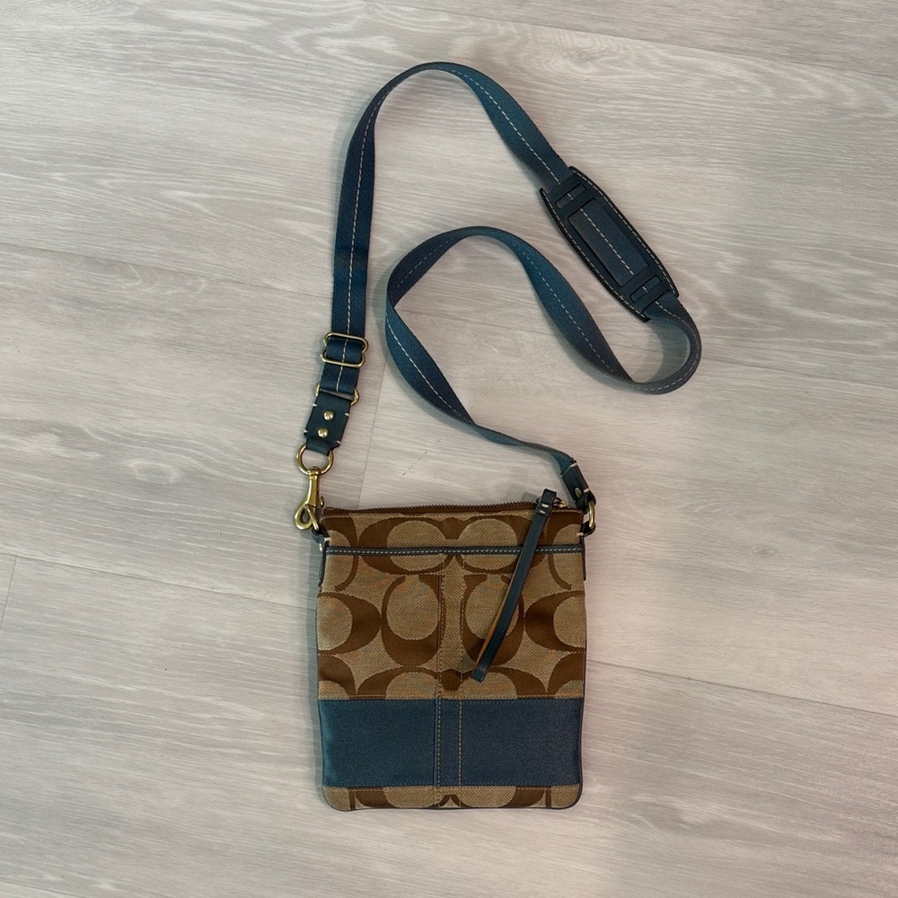Coach Brown and Blue Crossbody Bag